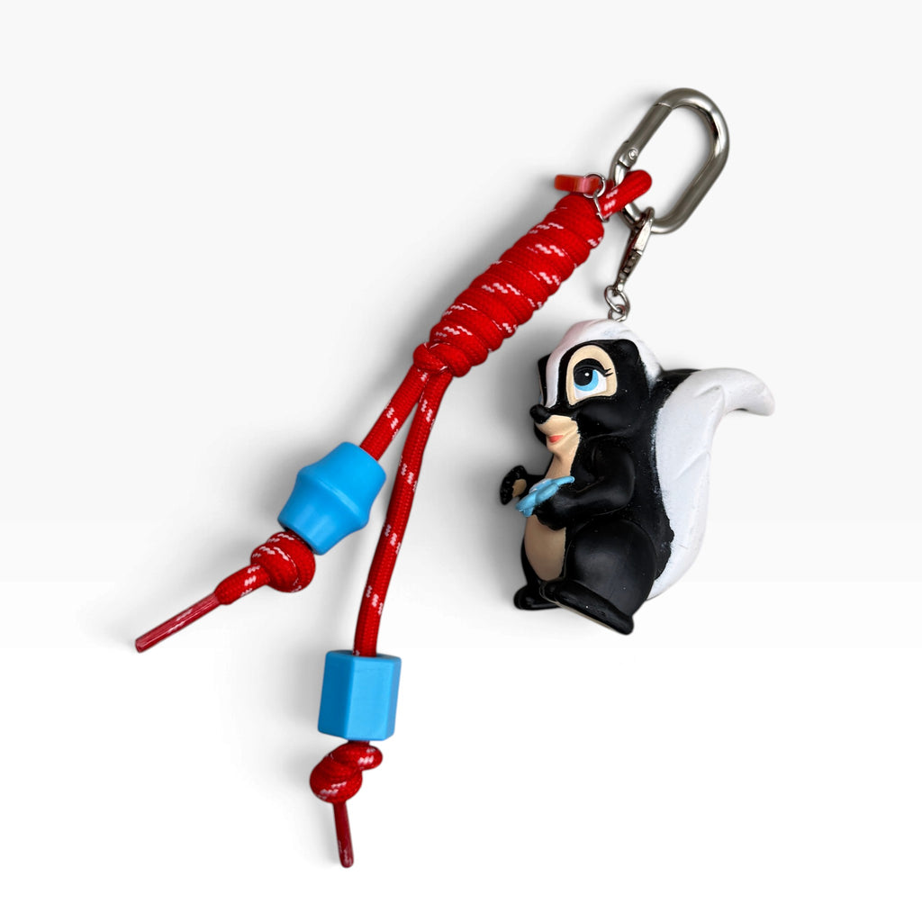 Vintage Flower the Skunk Red Paracord Bag Charm