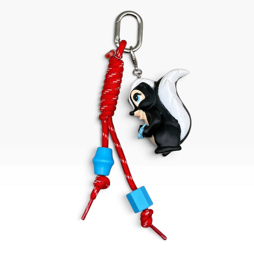 Vintage Flower the Skunk Red Paracord Bag Charm