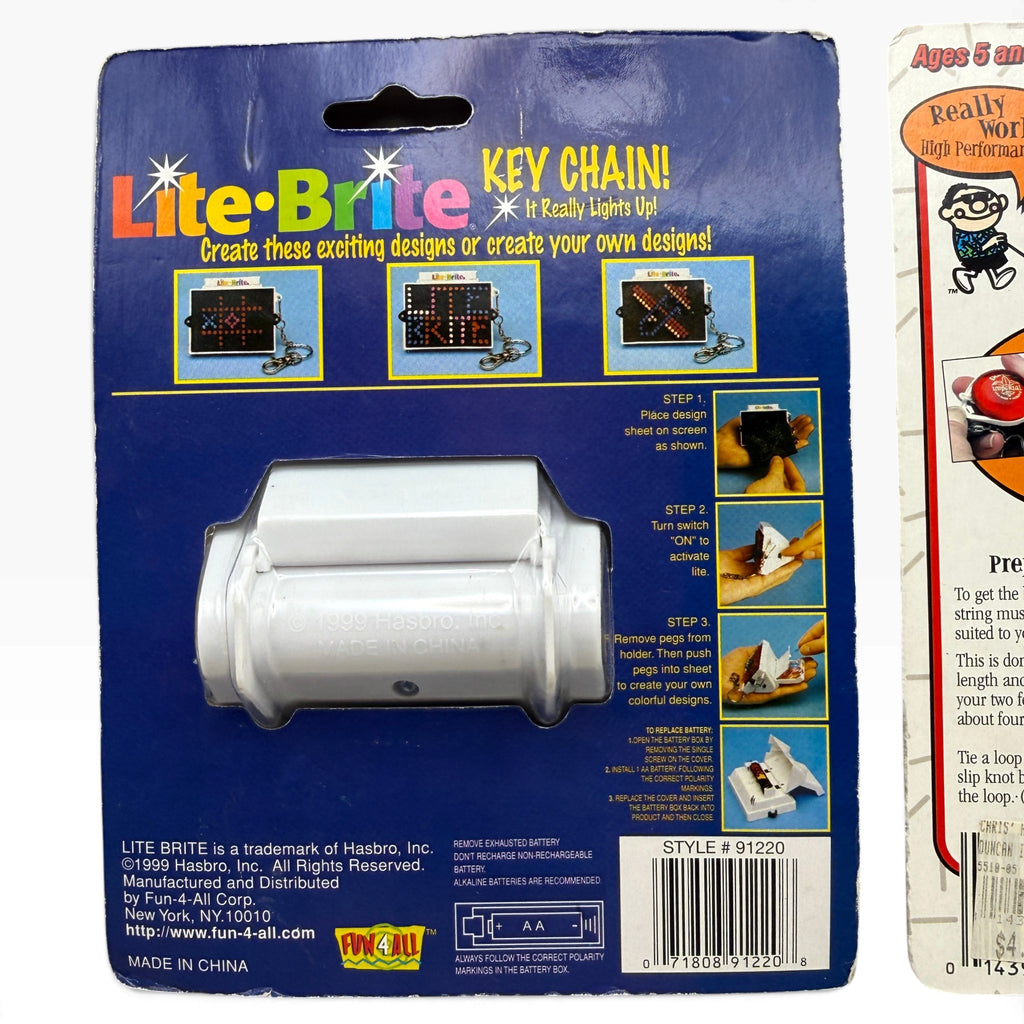 NIP Vintage Lite-Brite & Duncan Yo-Yo Keychains
