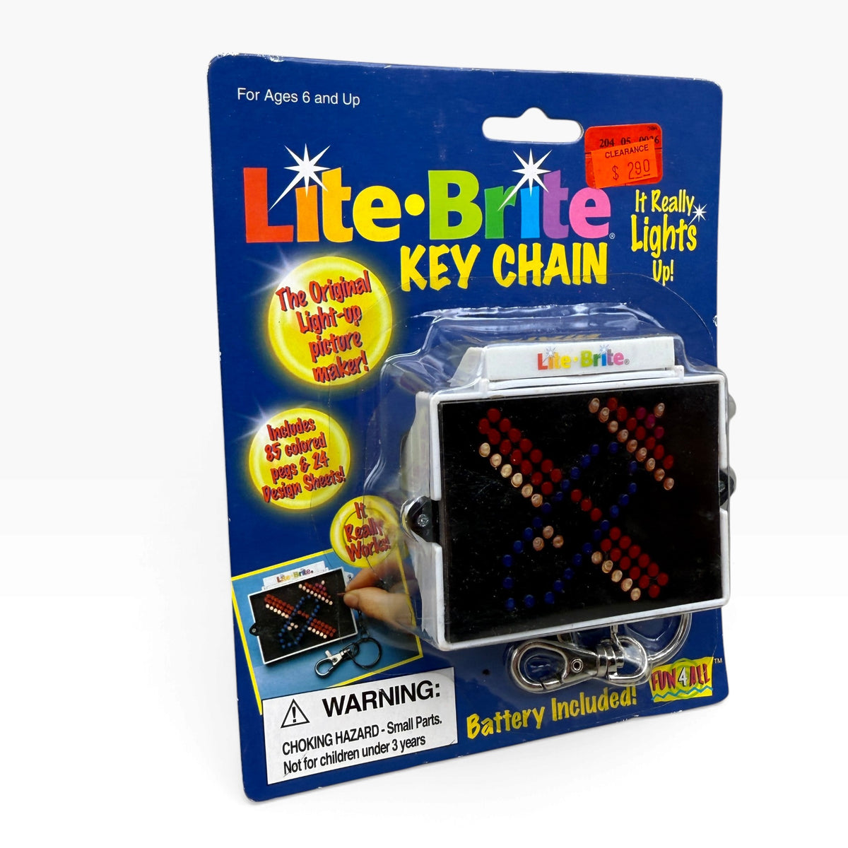 Vintage Lite-Brite light-up keychain in original package