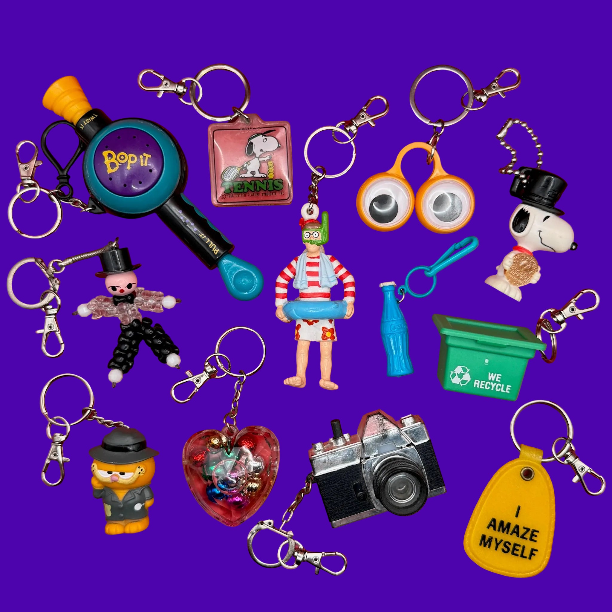 1980s-2000s Nostalgic  s & s: Snoopy & Garfield - snoopy rar peanuts vintage keychain vintage charms for bag nostalgia vintage keychains y2k collectible - Bag Crap